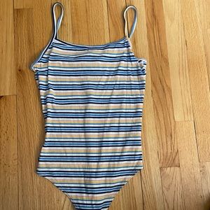 Bodysuit striped tank top buttoned